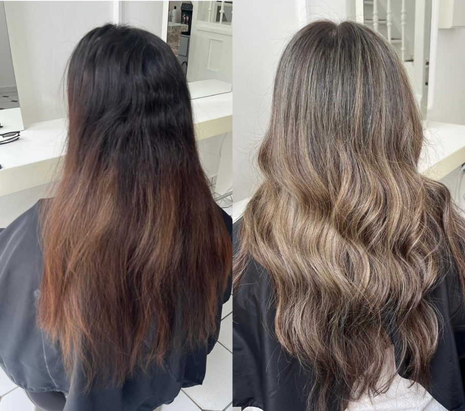 Dunkle Haare mit dezenten Balayage-Strähnen – natürlich & elegant